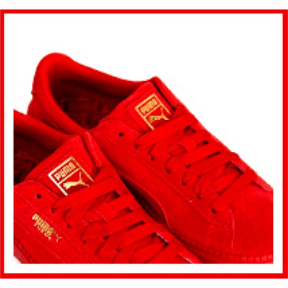 New Men's Genuine Suede (Leather) Puma Red "Confetti" Sneakers/Athletic Shoes